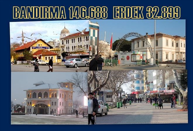 Bandırma´nın nüfusu 146.688, İlçenin nüfusu 32.899