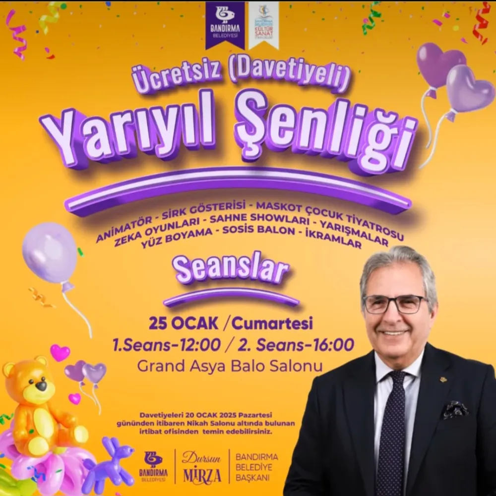 BANDIRMA BELEDİYESİ’NDEN ÜCRETSİZ YARIYIL ŞENLİĞİ!