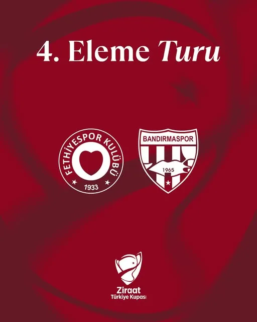 Bandırmaspor, Ziraat Türkiye Kupası 4. Eleme Turu’nda Fethiyespor ile eşleşti.